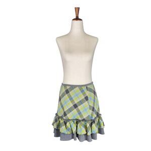 Y2k Free People Cotton Plaid Pleated Boho Skirt - Size 4